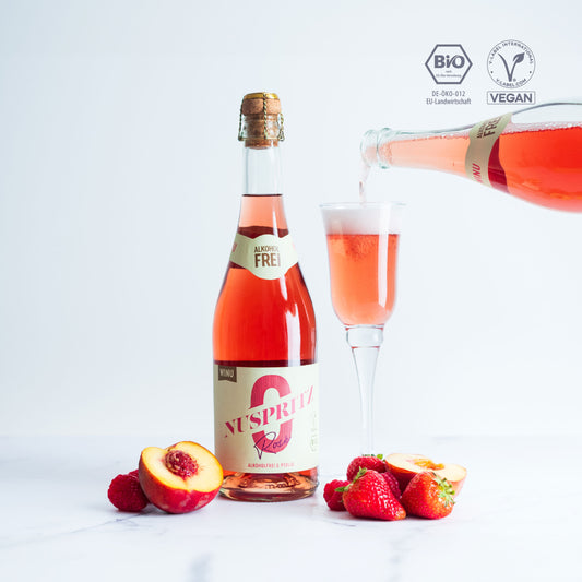 Alkoholfreier veganer Sekt Nuspritz in rosé